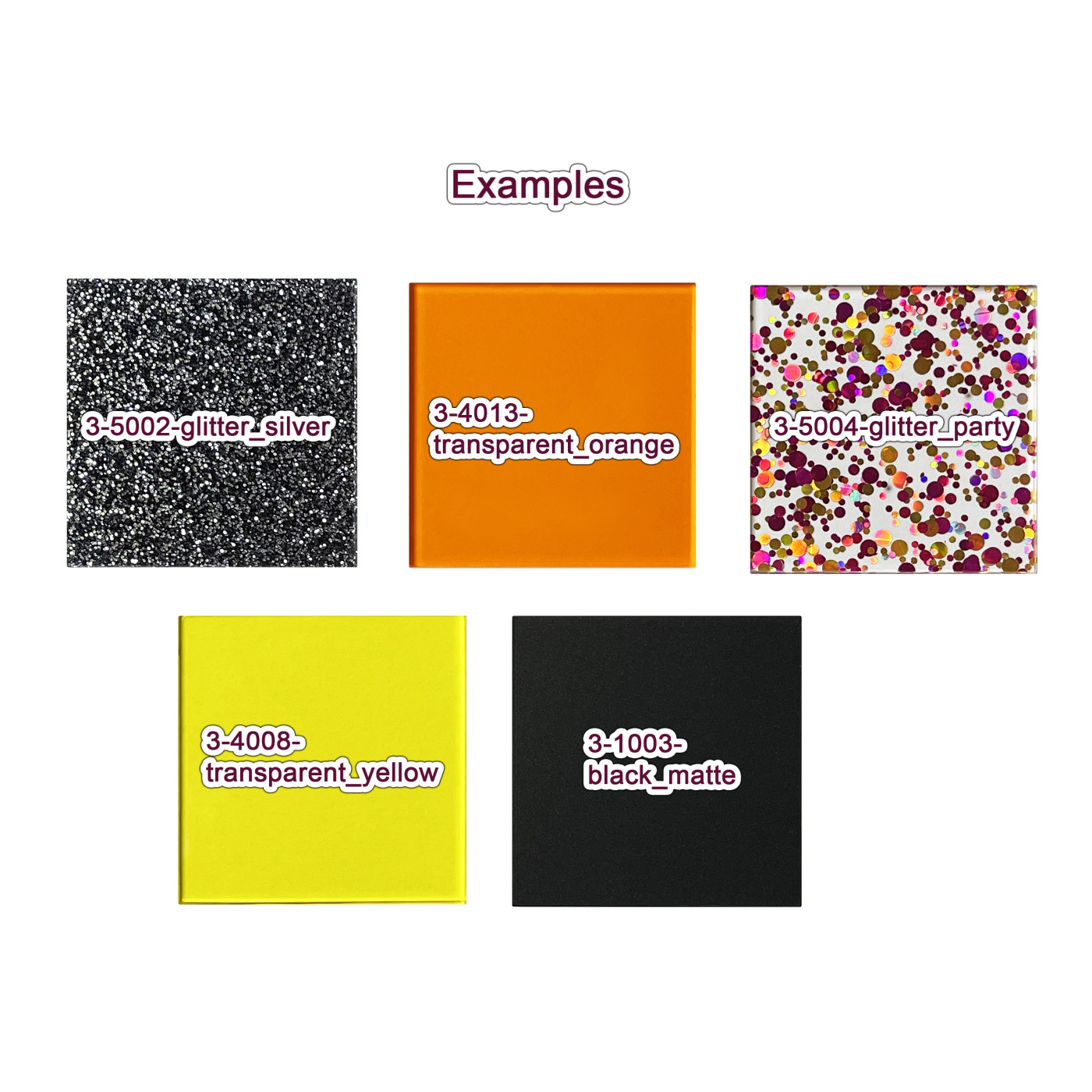 Plastic square/rectangle (3 mm thickness, many colors and sizes